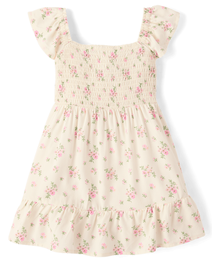 Toddler Girls Mommy And Me Floral Smocked Bow Back Dress