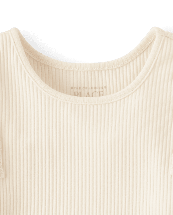 Toddler Girls Embroidered Eyelet Ribbed Flutter Tee