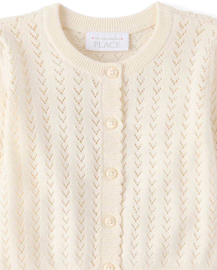 Toddler Girls Scalloped Pointelle Cardigan