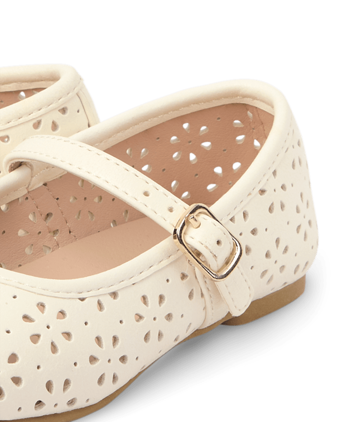 Toddler Girls Floral Perforated Ballet Flats