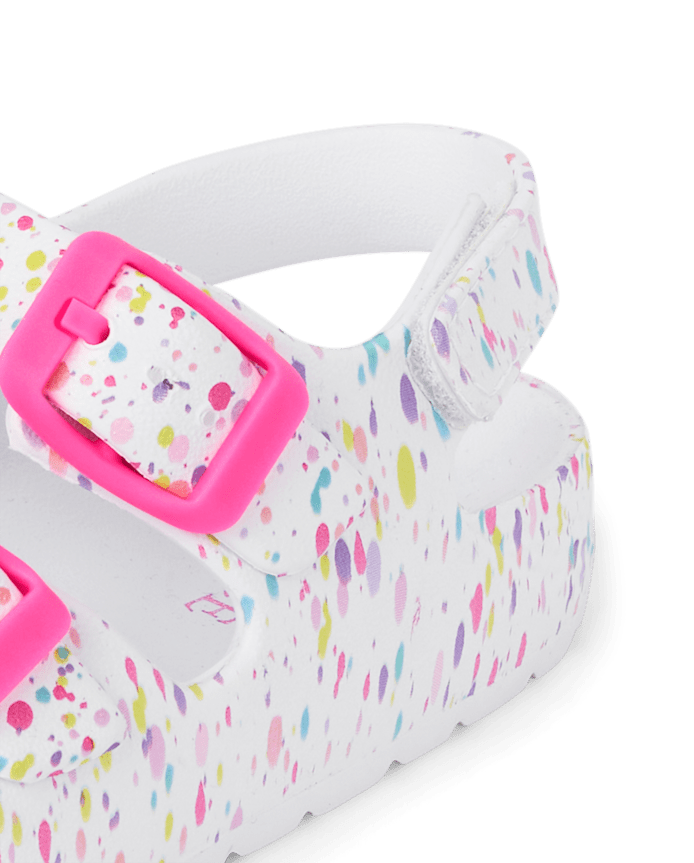 Toddler Girls Paint Splatter Buckle Slides