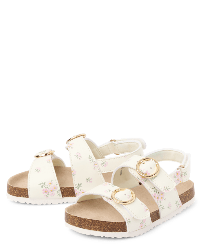 Toddler Girls Floral Buckle Slides