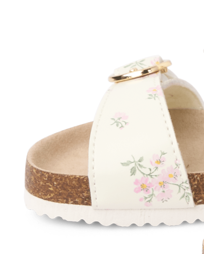 Toddler Girls Floral Buckle Slides