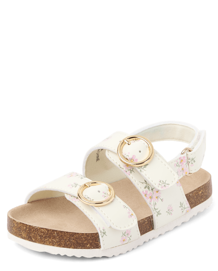 Toddler Girls Floral Buckle Slides