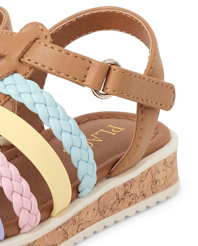 Toddler Girls Rainbow Braided Sandals