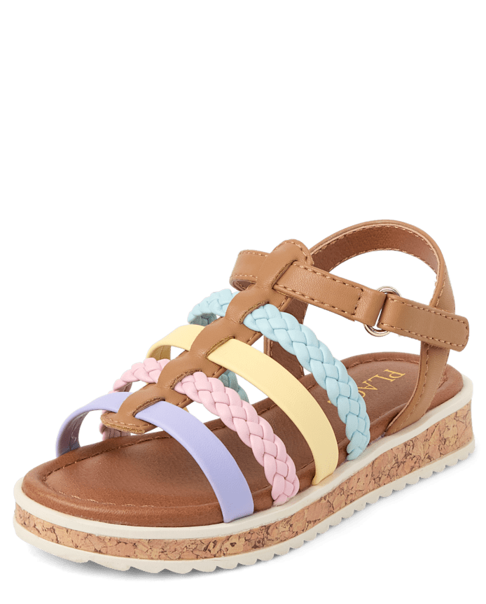 Toddler Girls Rainbow Braided Sandals