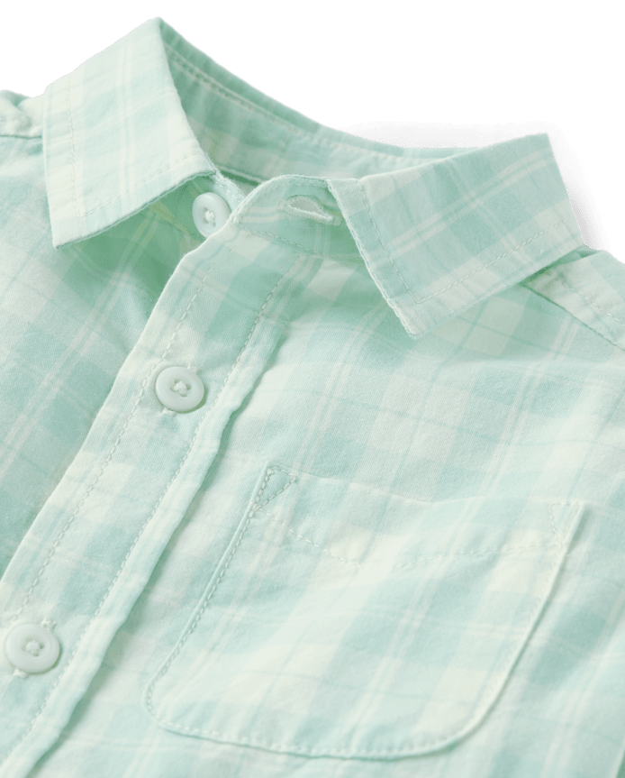 Baby And Toddler Boys Plaid Poplin Button Up Shirt