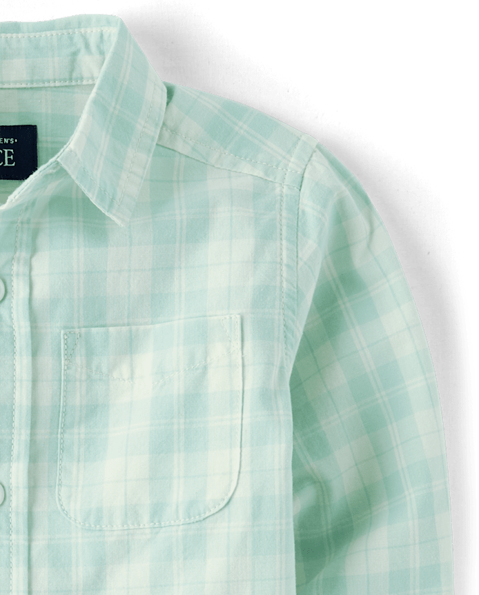 Baby And Toddler Boys Plaid Poplin Button Up Shirt
