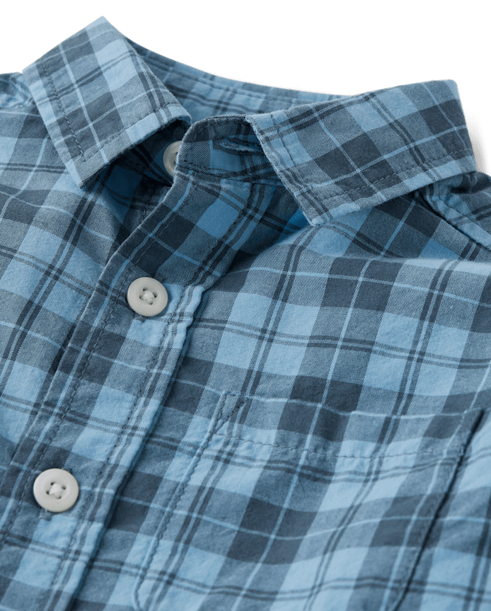Baby And Toddler Boys Plaid Poplin Button Up Shirt