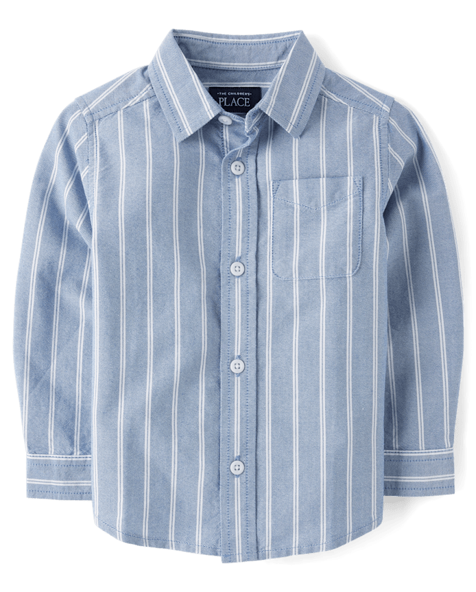 Baby And Toddler Boys Dad Me Striped Oxford Button Up Shirt