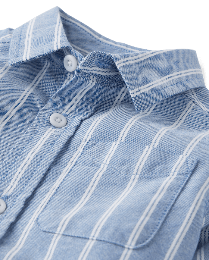 Baby And Toddler Boys Dad Me Striped Oxford Button Up Shirt