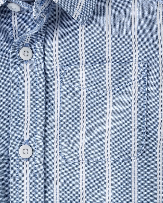 Baby And Toddler Boys Dad Me Striped Oxford Button Up Shirt