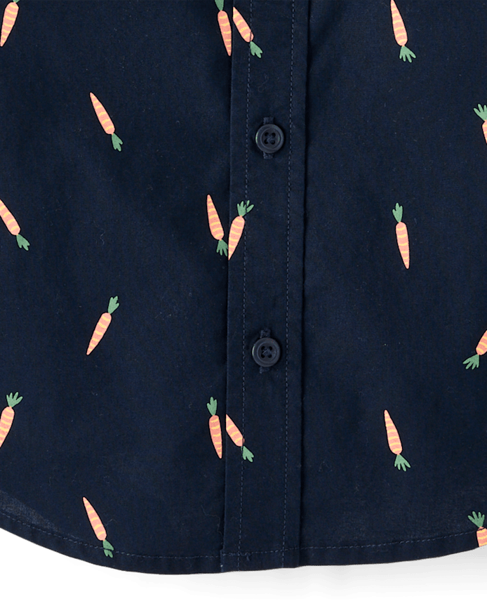 Baby And Toddler Boys Carrot Poplin Button Up Shirt