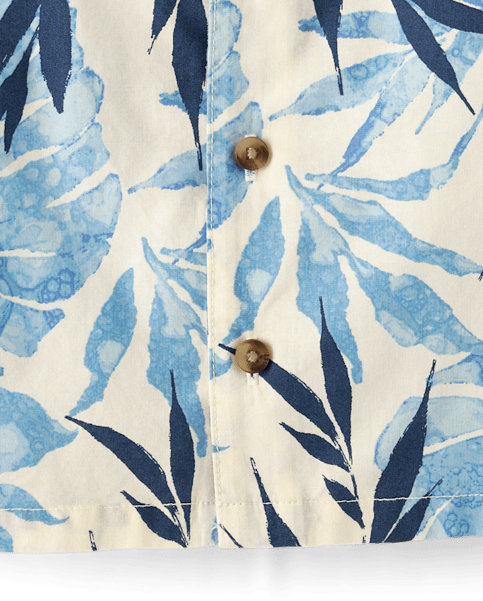 Baby And Toddler Boys Tropical Leaf Poplin Button Up Shirt