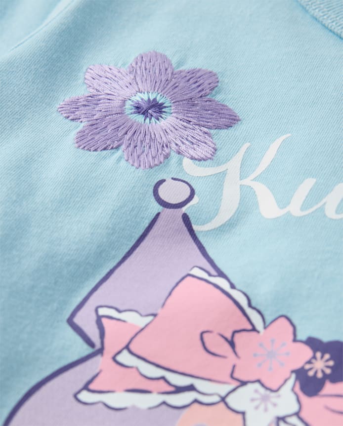 Toddler Girls Kuromi™ Satin Stitch Embroidered Floral Graphic Tee