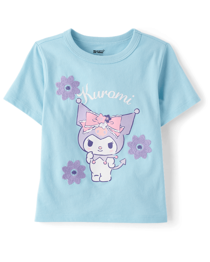 Toddler Girls Kuromi™ Satin Stitch Embroidered Floral Graphic Tee