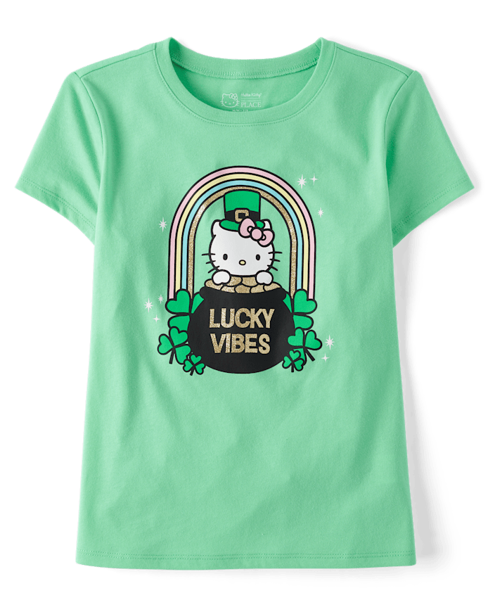 Girls Hello Kitty® Glitter St. Patrick's Day Graphic Tee