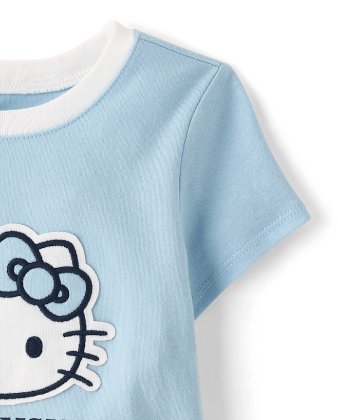 Toddler Girls Hello Kitty® Applique Happy Vibes Ringer Graphic Tee