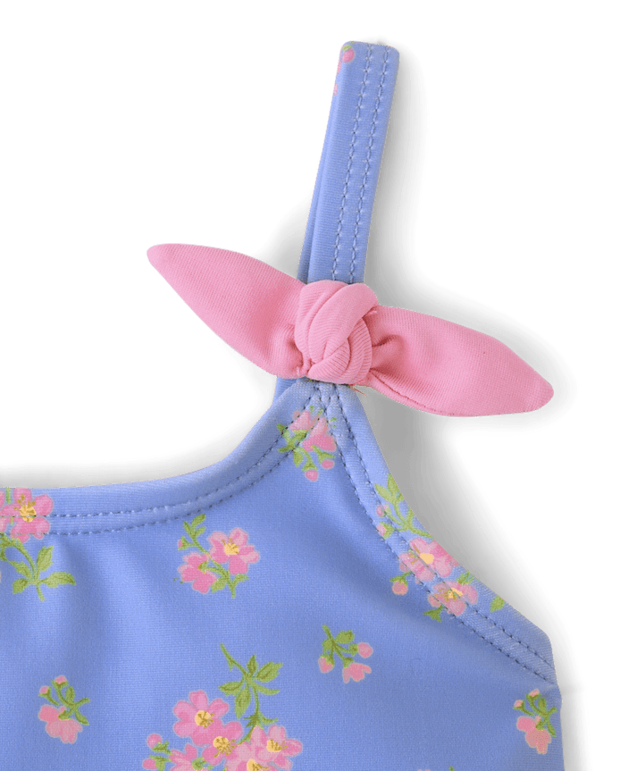 Baby And Toddler Girls Floral Tie Shoulder Swimsuit