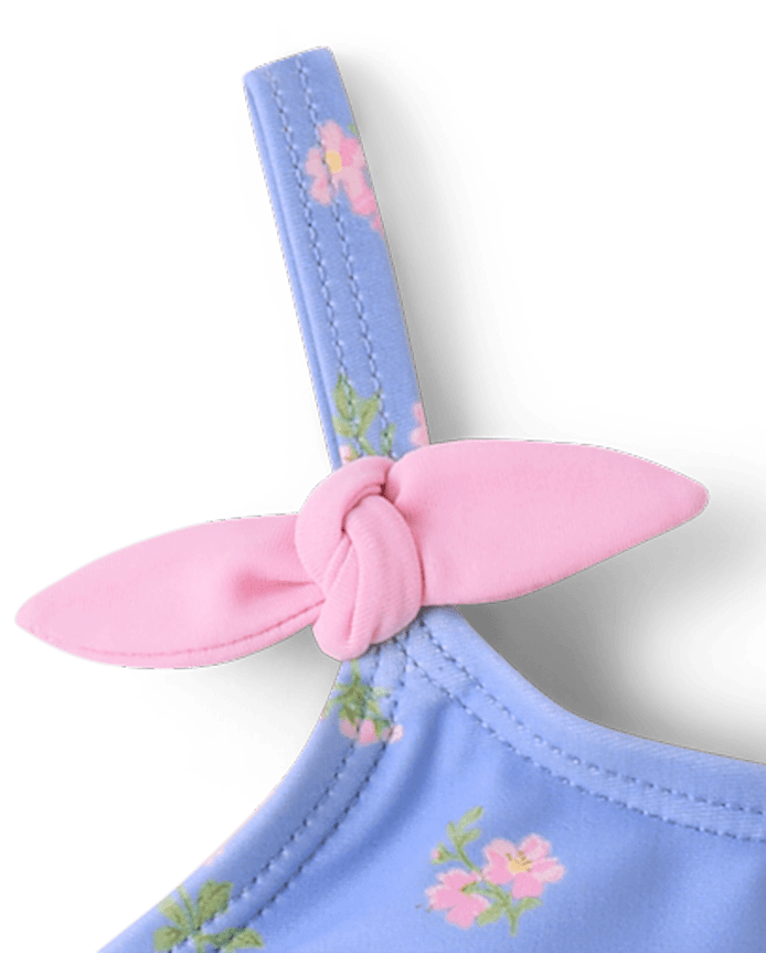 Baby And Toddler Girls Floral Tie Shoulder Swimsuit