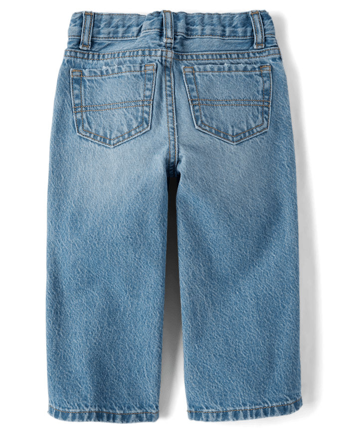 Baby And Toddler Boys Embroidered Varsity Ripped Baggy Jeans