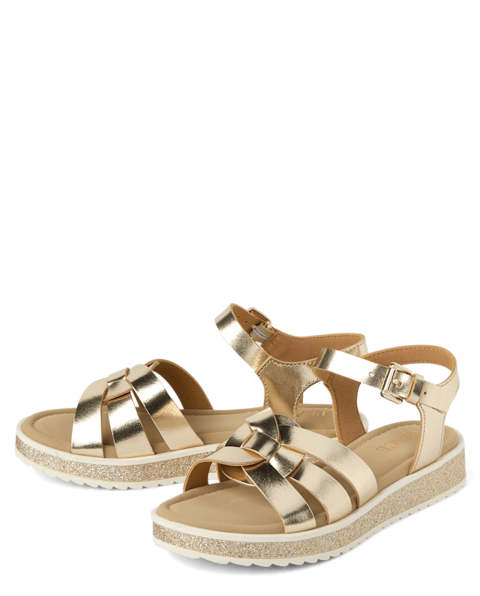 Girls Metallic Glitter Sandals