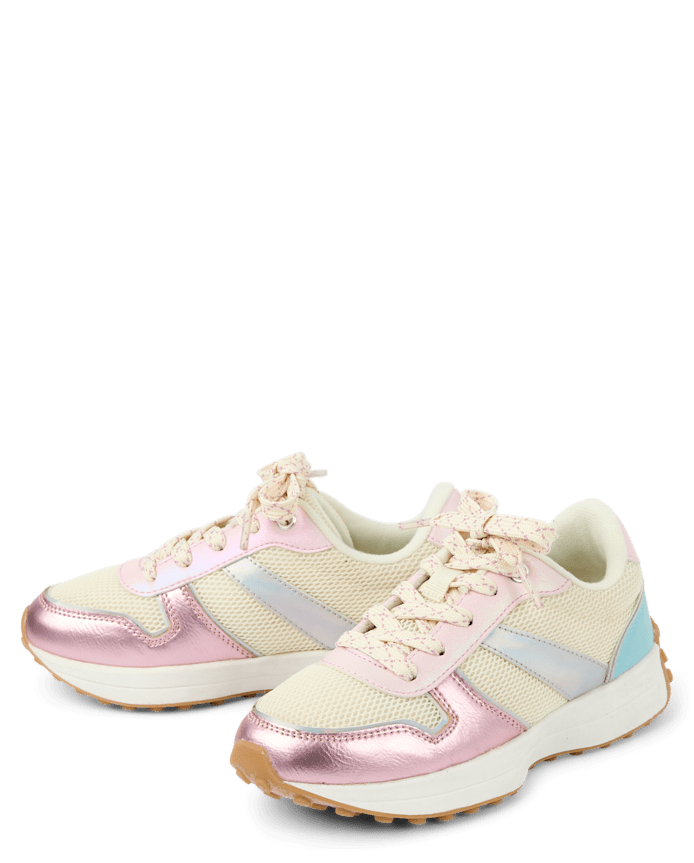 Girls Metallic Colorblock Low Top Sneakers