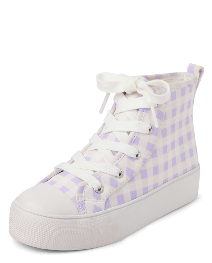 Girls Gingham High Top Sneakers