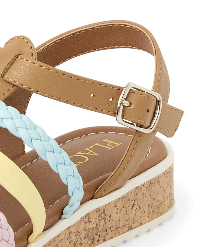 Sandales tressées arc-en-ciel pour filles