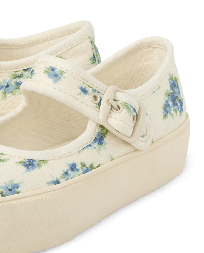Girls Floral Mary Jane Sneakers