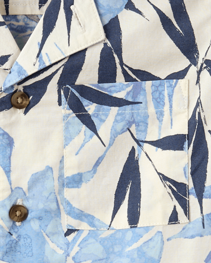 Boys Tropical Leaf Poplin Button Up Shirt