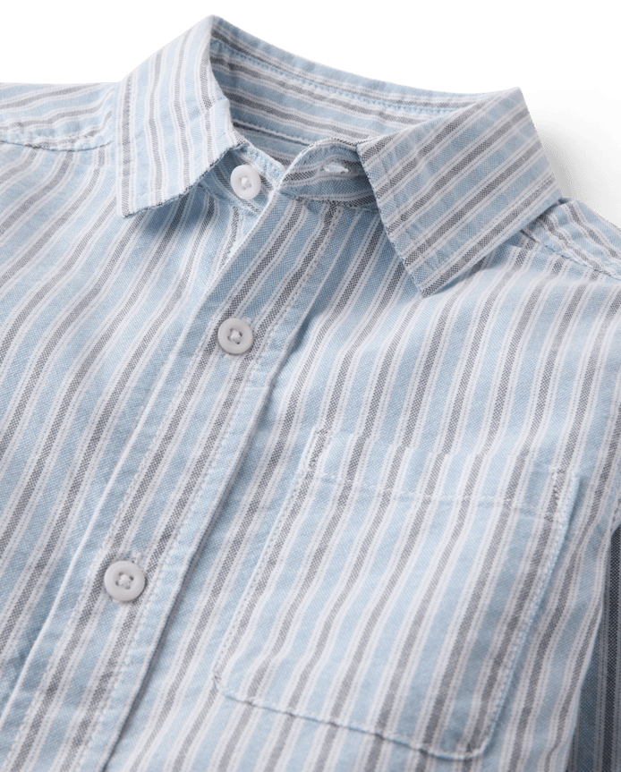 Boys Striped Oxford Button Up Shirt