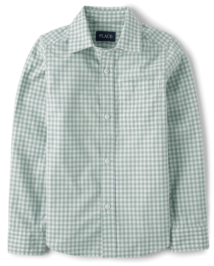 Boys Dad And Me Gingham Poplin Button Up Shirt