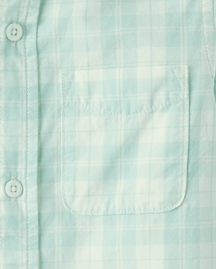 Boys Plaid Poplin Button Up Shirt