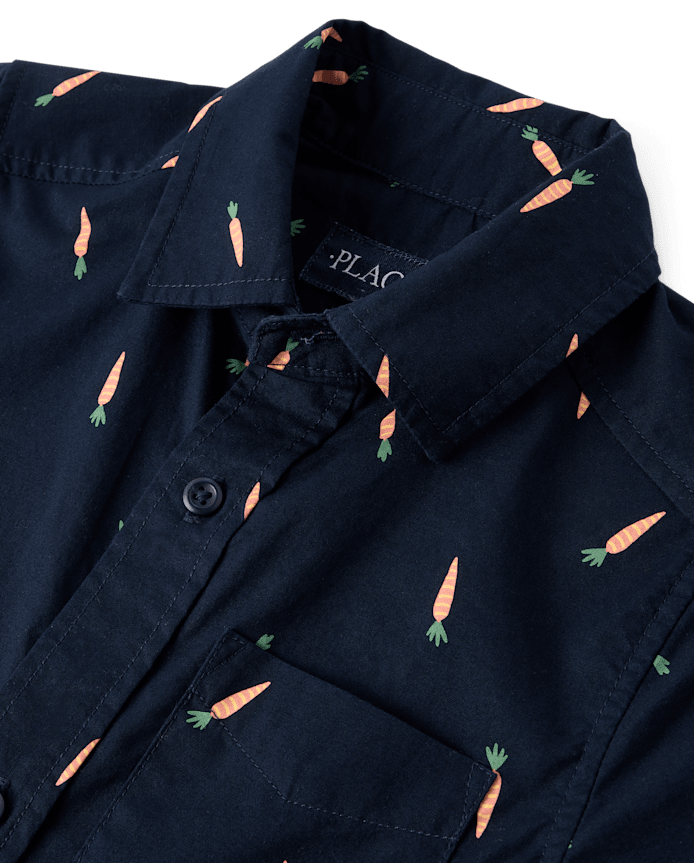 Boys Carrot Poplin Button Up Shirt