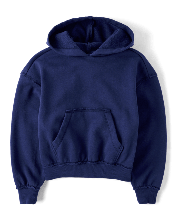 Girls Oversized Puff Print Bow Premium Fleece Hoodie