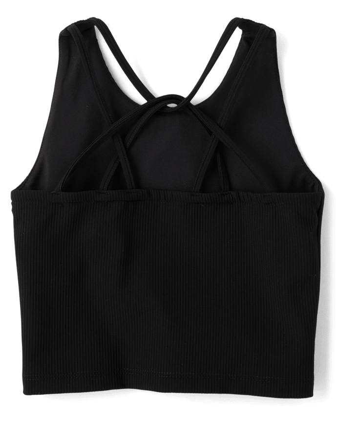 Girls Quick Dry Cross Back Ribbed Tank Top