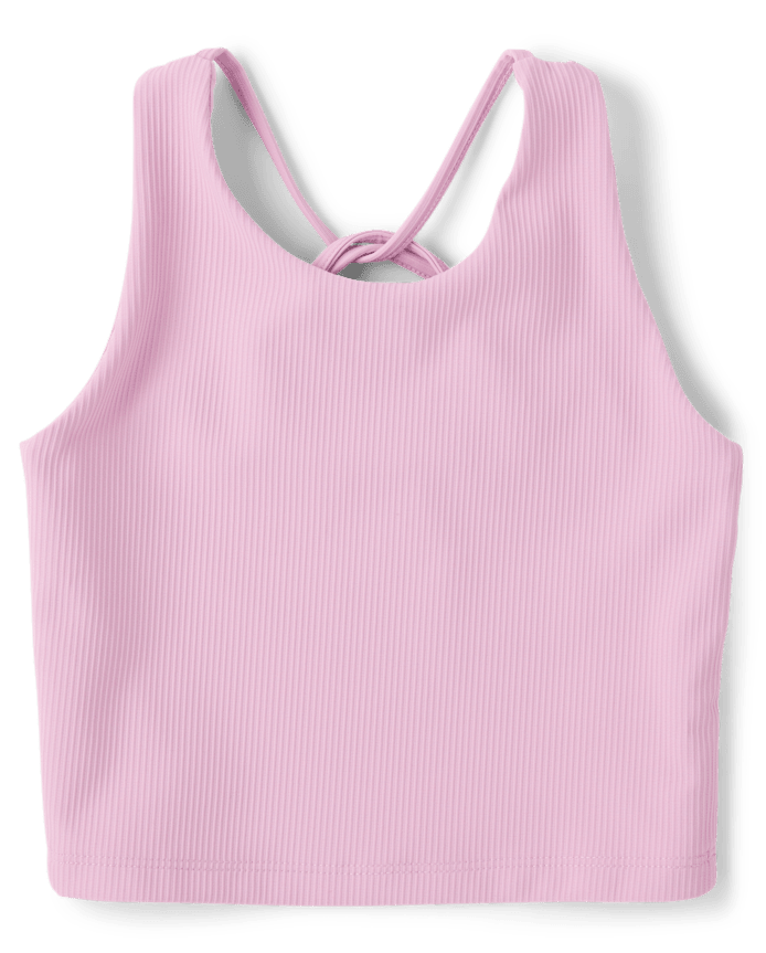 Girls Quick Dry Cross Back Ribbed Tank Top