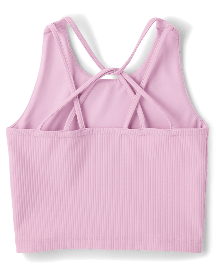 Girls Quick Dry Cross Back Ribbed Tank Top