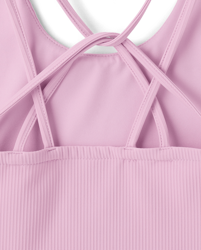 Girls Quick Dry Cross Back Ribbed Tank Top