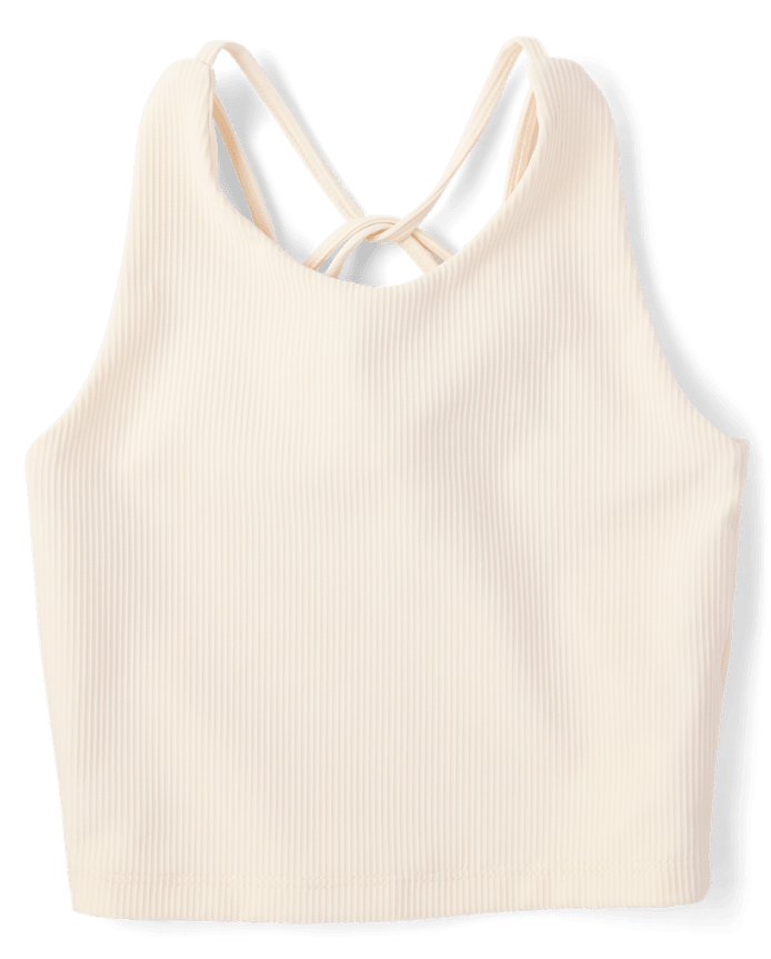 Girls Quick Dry Cross Back Ribbed Tank Top