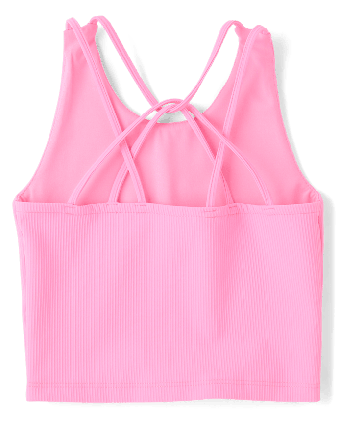 Girls Quick Dry Cross Back Ribbed Tank Top