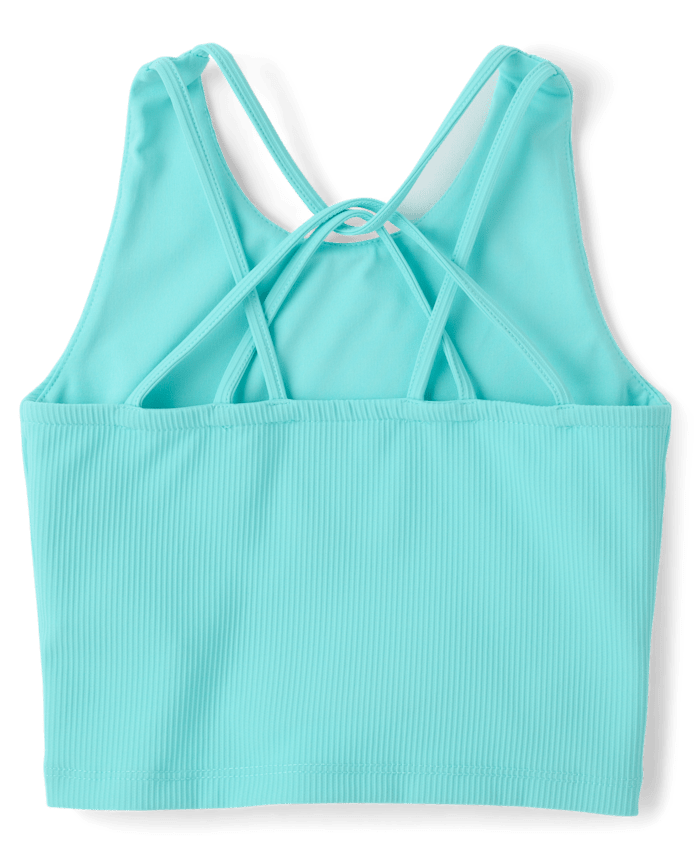 Girls Quick Dry Cross Back Ribbed Tank Top