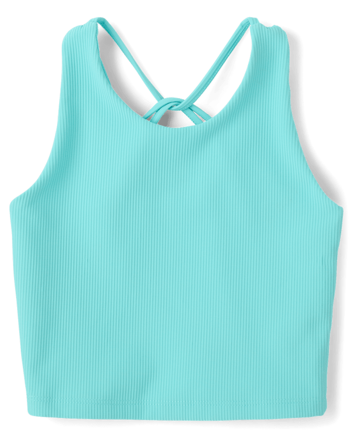 Girls Quick Dry Cross Back Ribbed Tank Top