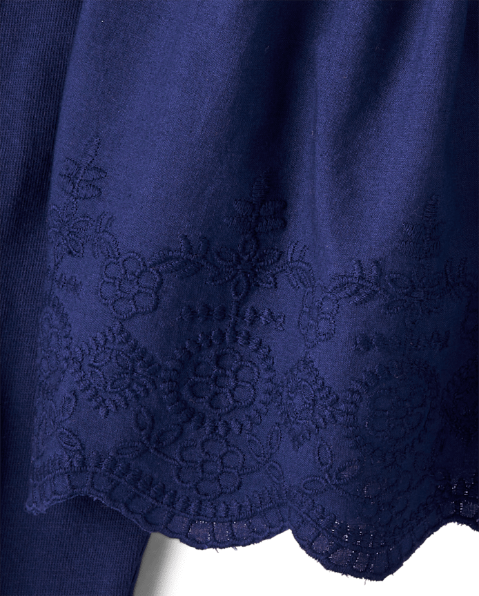 Girls Embroidered Eyelet Peplum Top