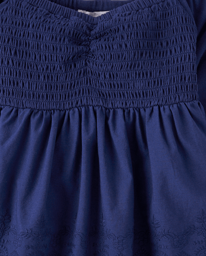 Girls Embroidered Eyelet Peplum Top