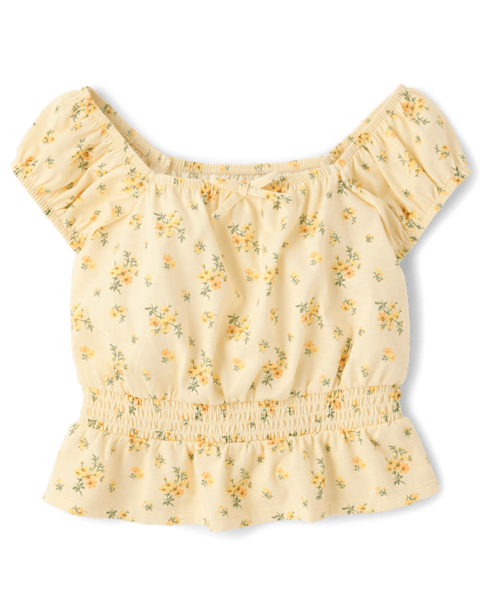 Girls Floral Smocked Top
