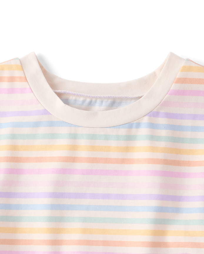 Girls Rainbow Striped Tulip Top