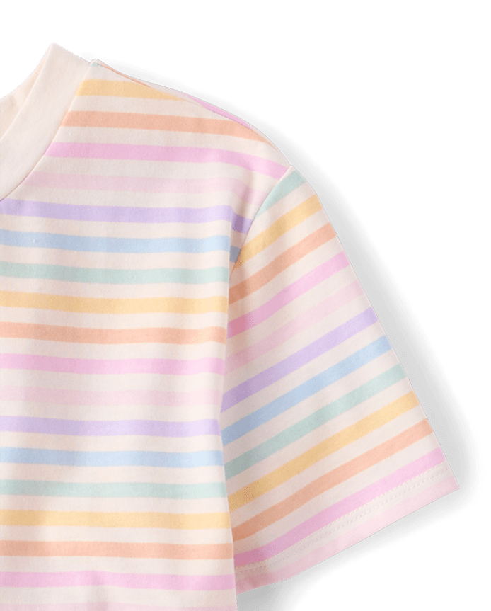 Girls Rainbow Striped Tulip Top