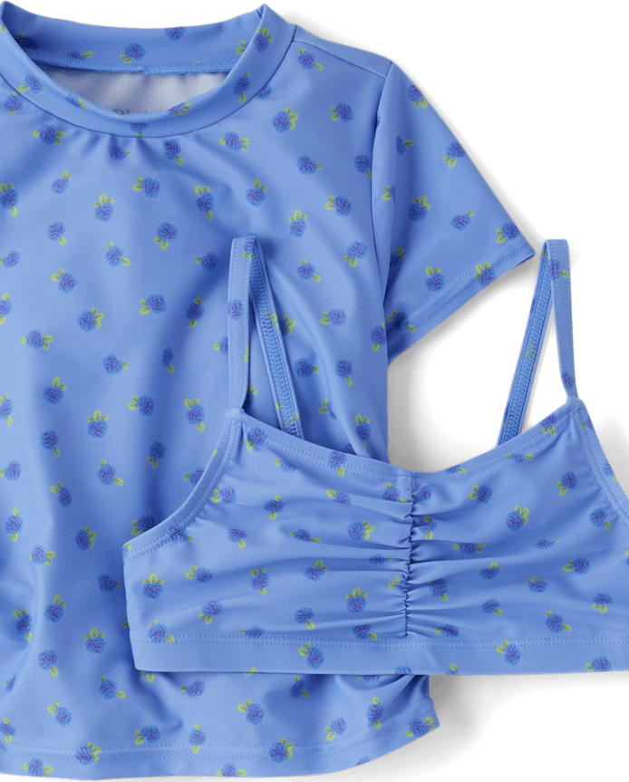 Girls Floral 4-Piece Swimsuit